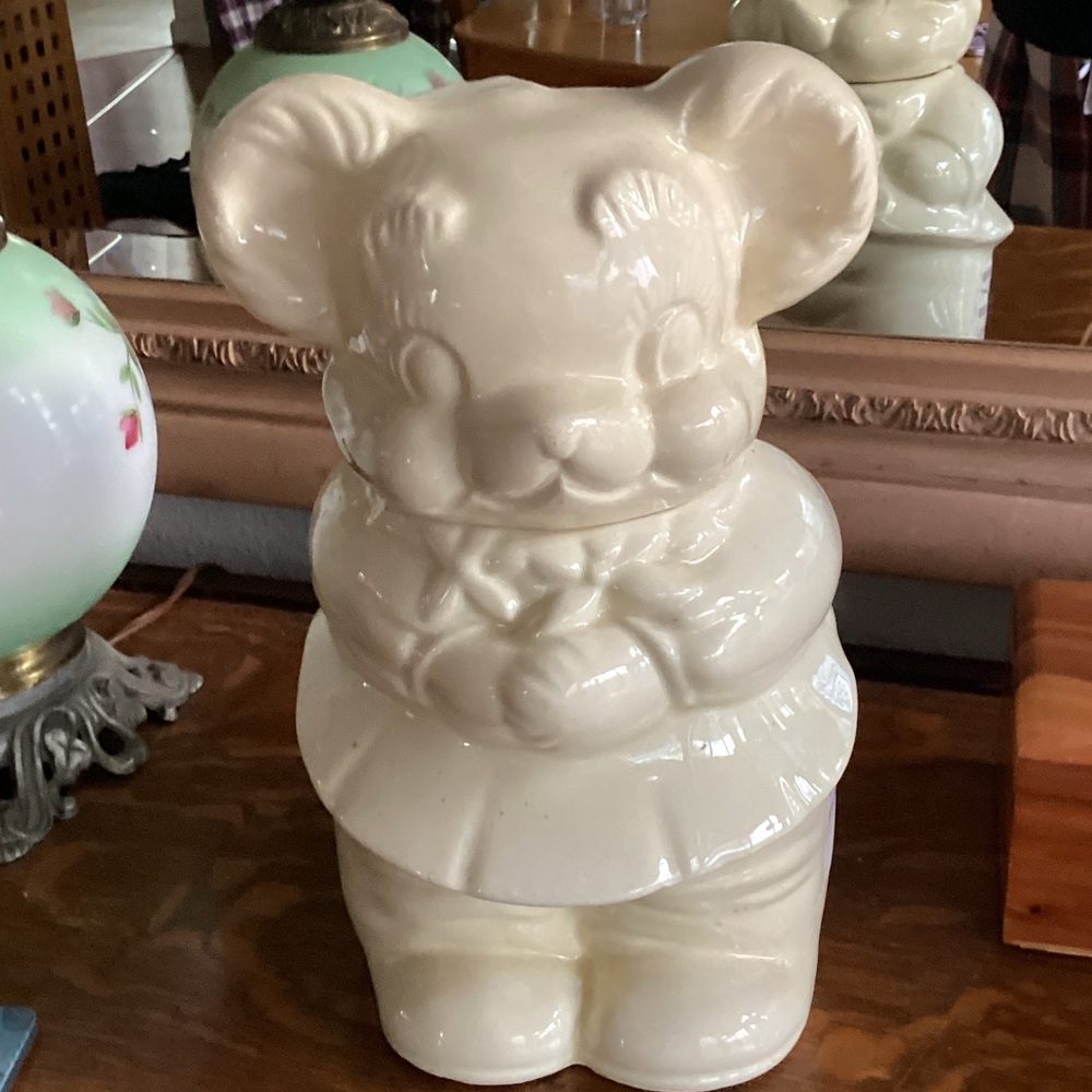 Cream Ceramic Bear Figurine Decorative Cookie Jar - Brand